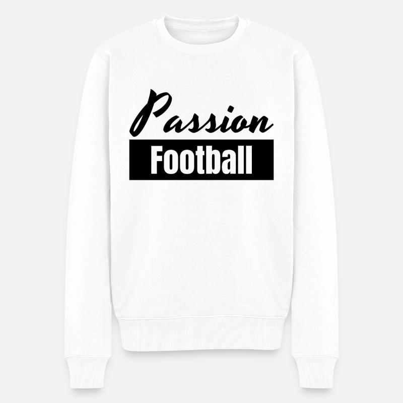 Leidenschaft für Fußball - Männer Premium Bio Pullover - Weiß