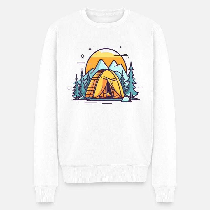 Zelt - Männer Premium Bio Pullover - Weiß