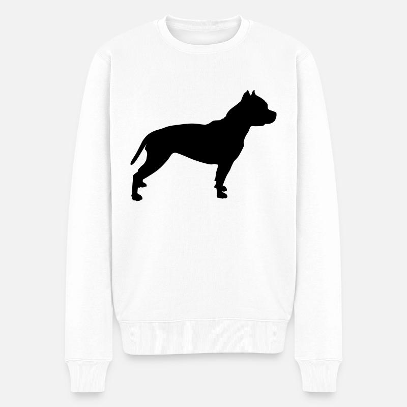 pitbull schattenriss 1 - Männer Premium Bio Pullover - Weiß