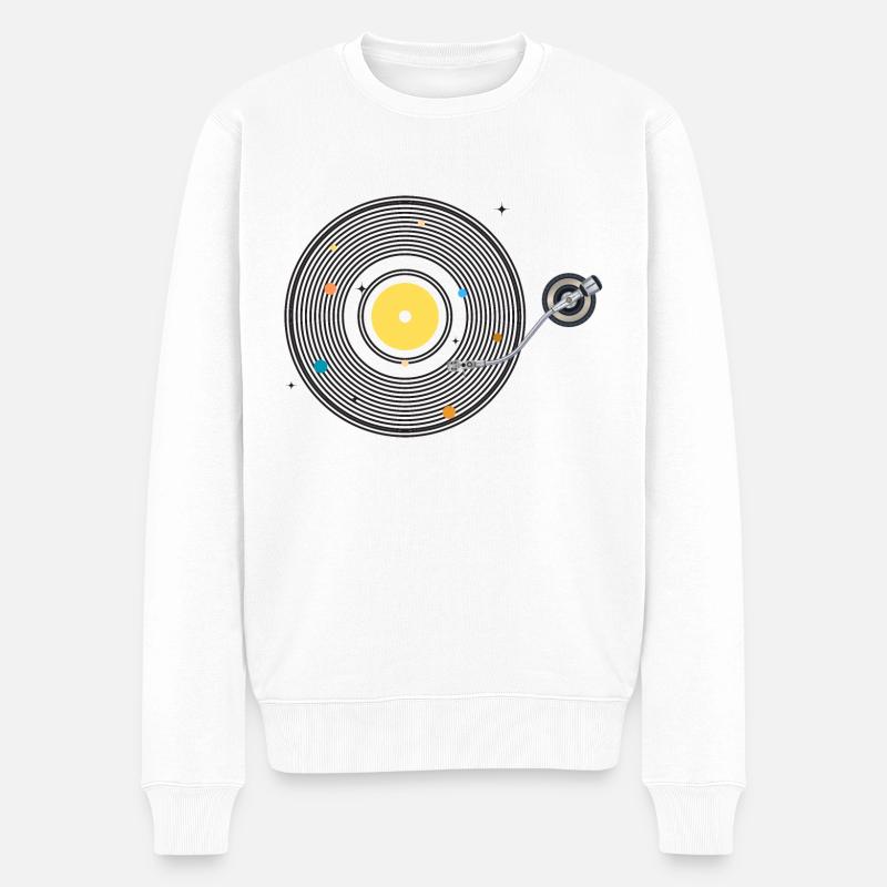 Système Solaire Disque Vinyle - Pull Premium bio Homme - blanc