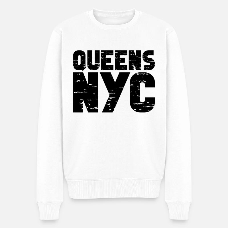Queens NYC - Männer Premium Bio Pullover - Weiß