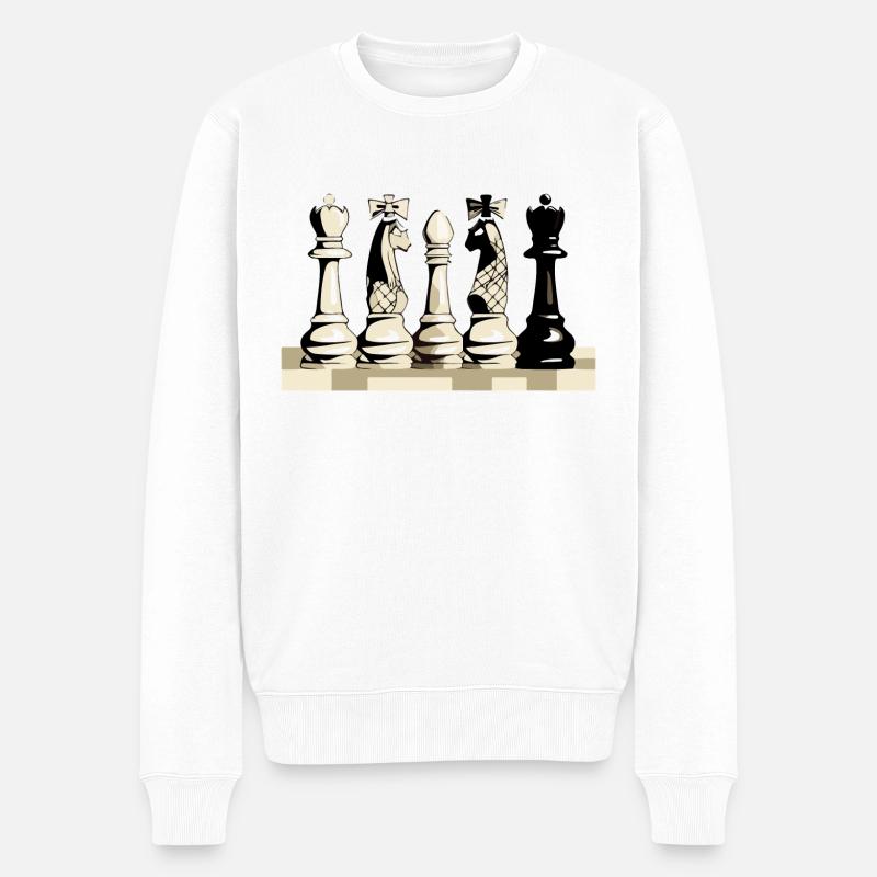 Pièces du jeu d'échecs - Pull Premium bio Homme - blanc