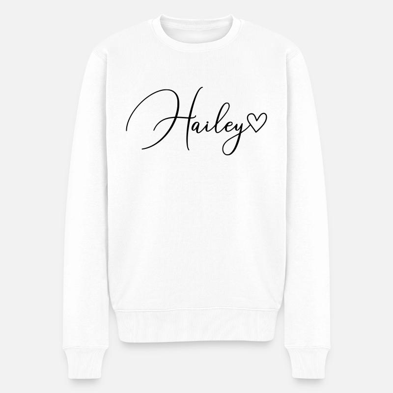 Hailey Name Vorname Mädchen - Männer Premium Bio Pullover - Weiß