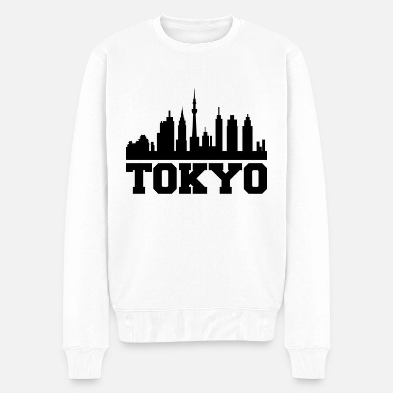 tokyo skyline - Männer Premium Bio Pullover - Weiß
