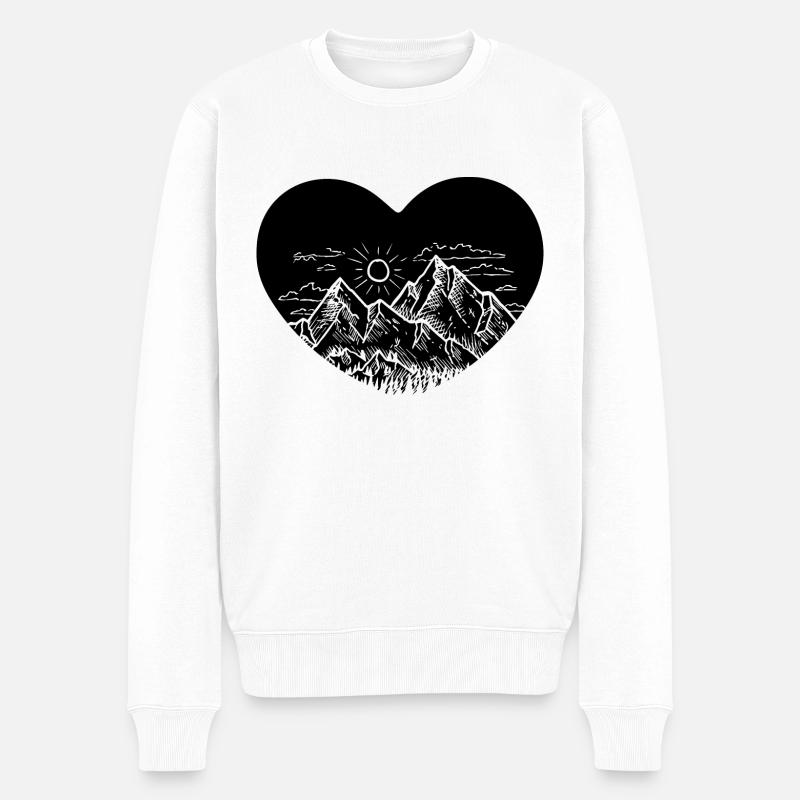 Herz - Berg - (18) - Männer Premium Bio Pullover - Weiß
