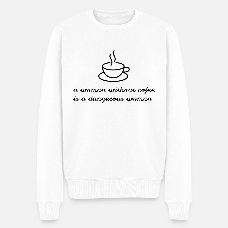 Frau ohne Kaffee - Männer Premium Bio Pullover - Weiß