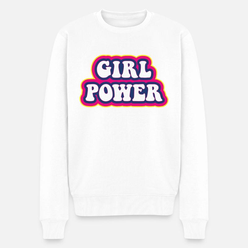 Girl Power - Männer Premium Bio Pullover - Weiß