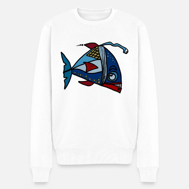 Fisch - Männer Premium Bio Pullover - Weiß