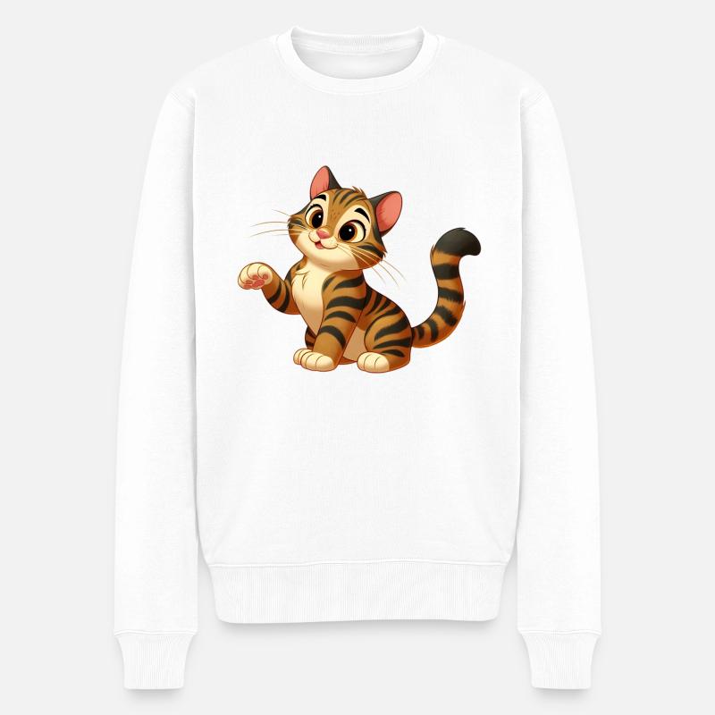 Katze Tiger 3 - Männer Premium Bio Pullover - Weiß