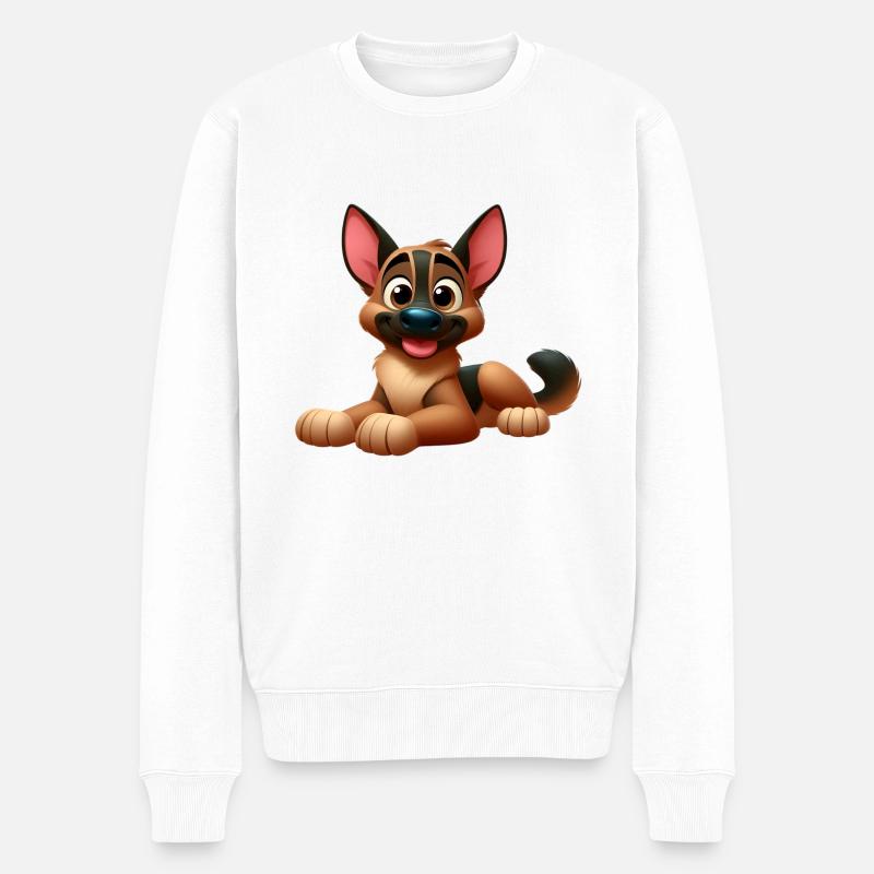 Deutscher Schäferhund 15 - Männer Premium Bio Pullover - Weiß