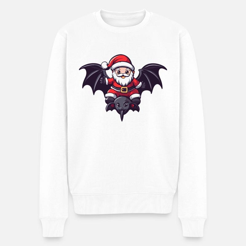 Fledermaus Weihnachtsmann Cartoon - Männer Premium Bio Pullover - Weiß
