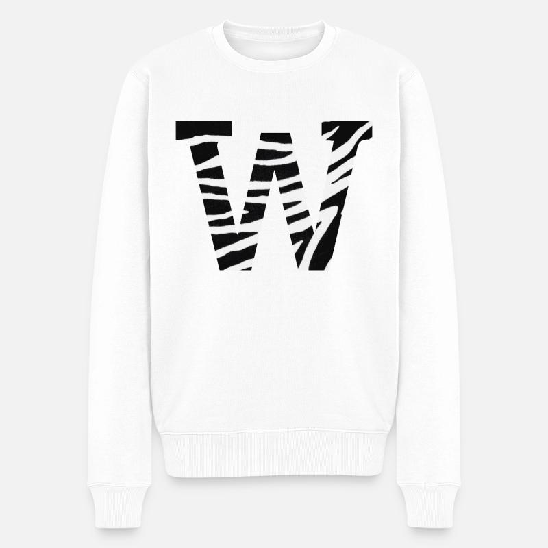 Buchstabe w zebra - Männer Premium Bio Pullover - Weiß