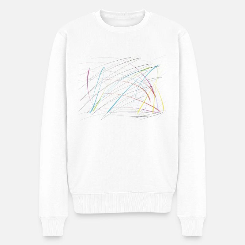 Line - Männer Premium Bio Pullover - Weiß