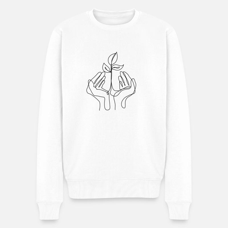 Pflanzenliebe - Männer Premium Bio Pullover - Weiß