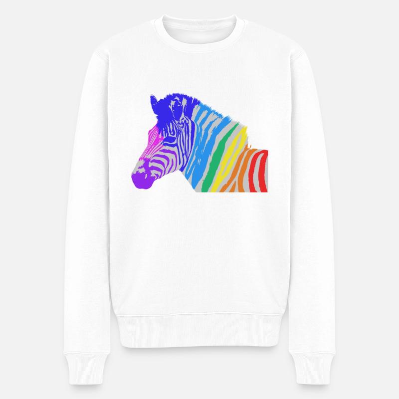 Zebra - Männer Premium Bio Pullover - Weiß