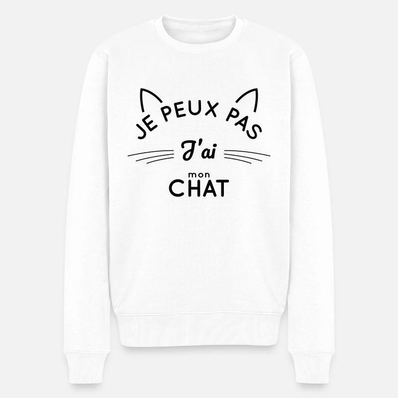 Je peux pas j'ai mon chat - Pull Premium bio Homme - blanc