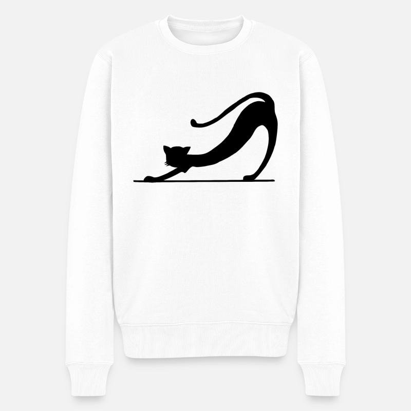 Schwarze Katze Silhouette - Männer Premium Bio Pullover - Weiß