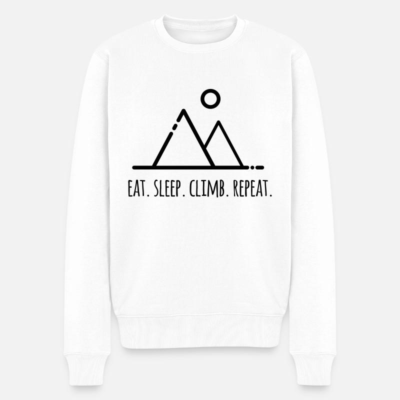 Eat.Sleep.Climb.Repeat - pour grimpeurs - Pull Premium bio Homme - blanc
