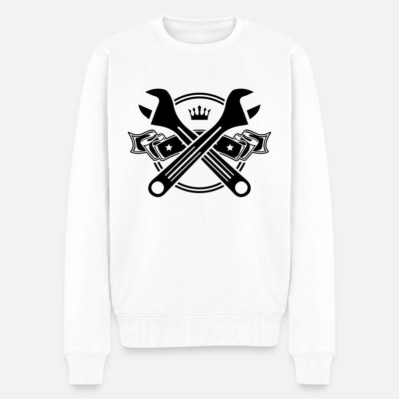schraubenschlüssel icon symbol - Männer Premium Bio Pullover - Weiß