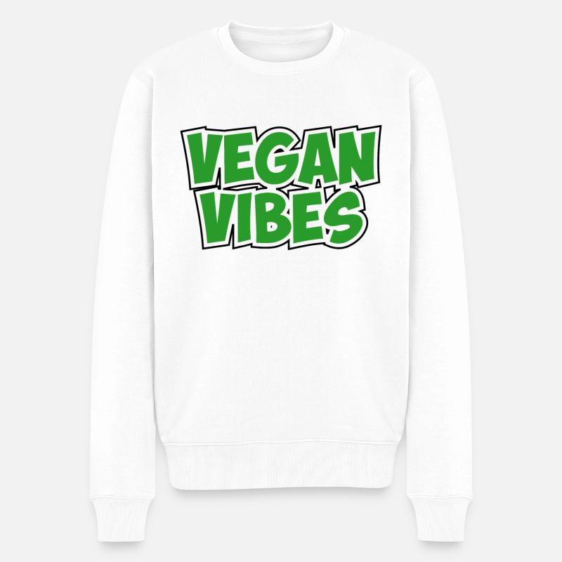 Vegan VIBES - Männer Premium Bio Pullover - Weiß