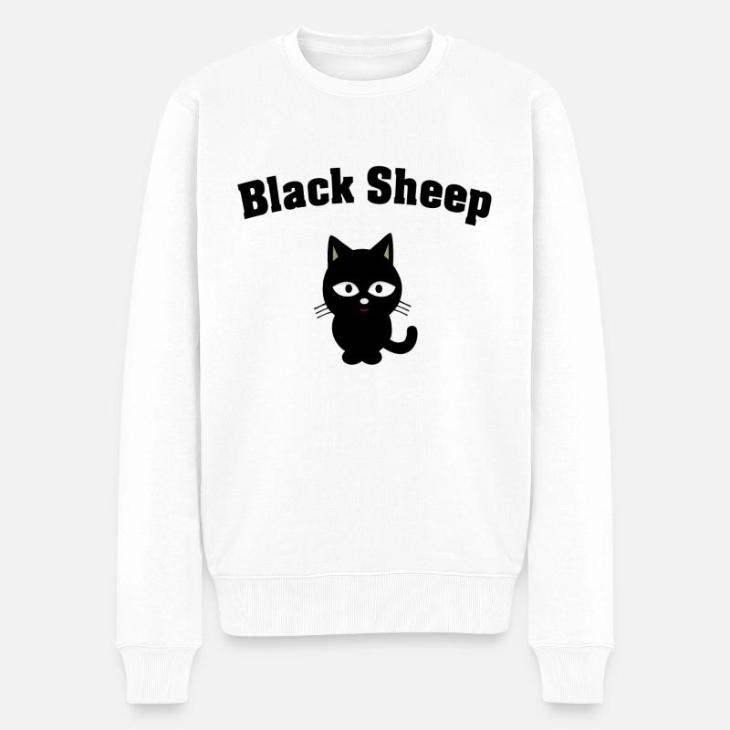 Black Sheep Cat - Männer Premium Bio Pullover - Weiß