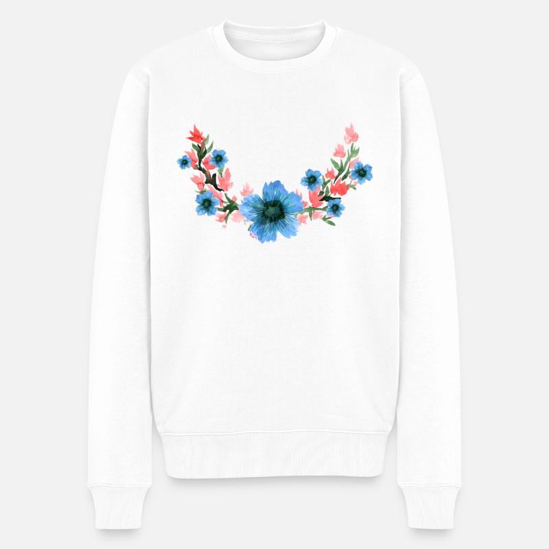 Blume - Männer Premium Bio Pullover - Weiß