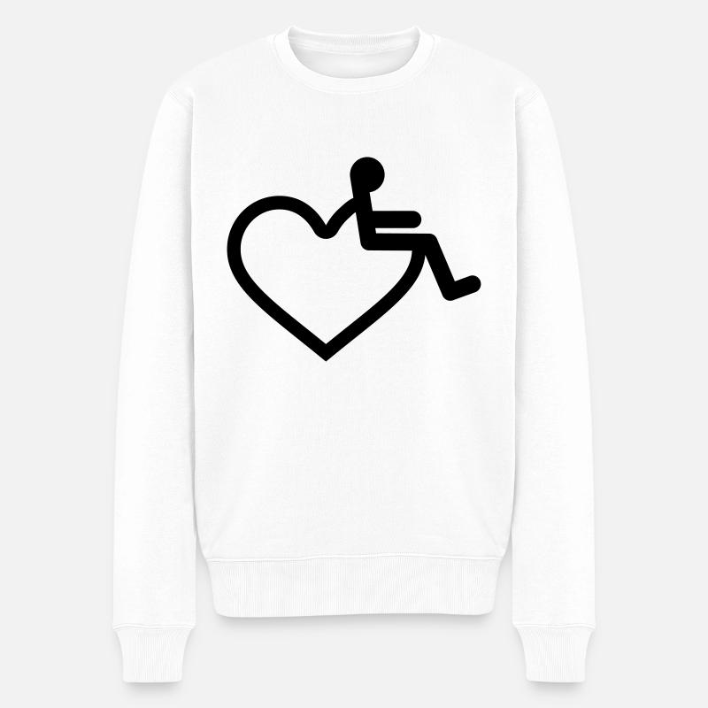 Handicapé cardiaque en fauteuil roulant - Pull Premium bio Homme - blanc