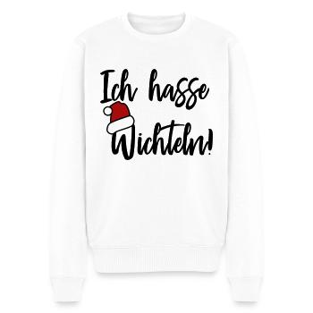 Ich hasse Wichteln - Männer Premium Bio Pullover - Weiß - Vorne - Thijin (182cm)