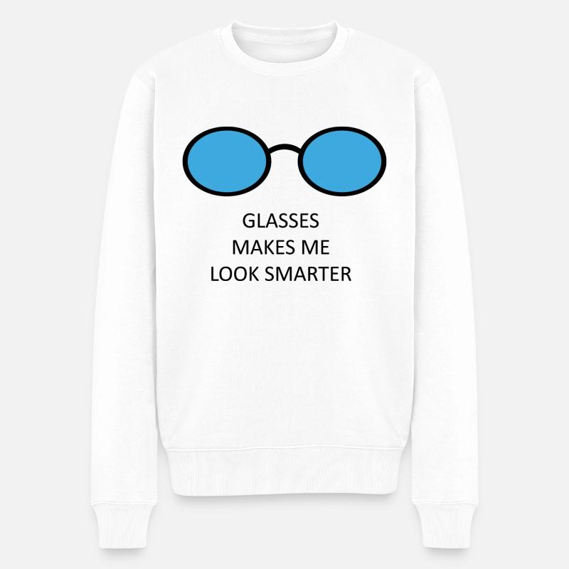 Brille - Männer Premium Bio Pullover - Weiß