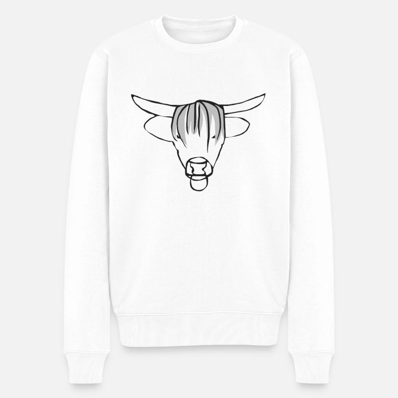 Stier - Männer Premium Bio Pullover - Weiß
