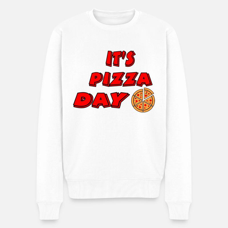 Pizza - Männer Premium Bio Pullover - Weiß