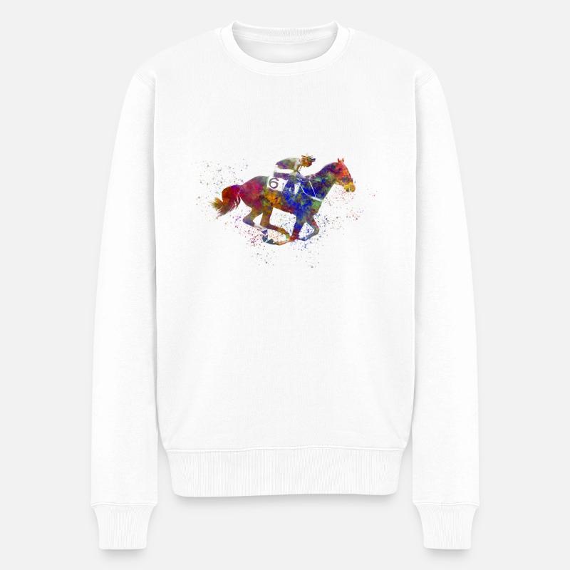 Cavalier à cheval - Pull Premium bio Homme - blanc