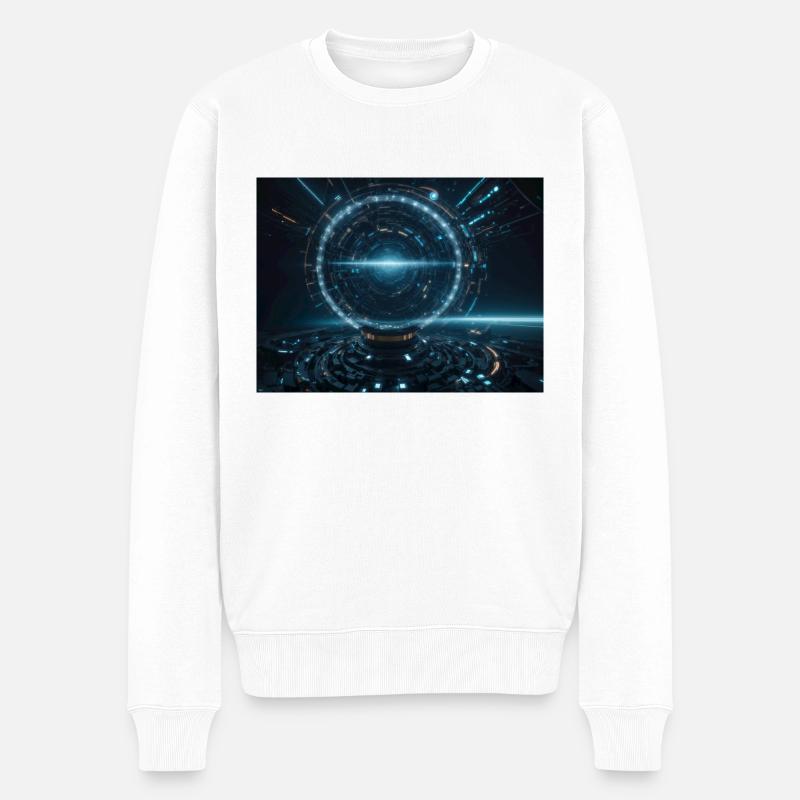 Synthese der Technologie-Zukunft - Männer Premium Bio Pullover - Weiß