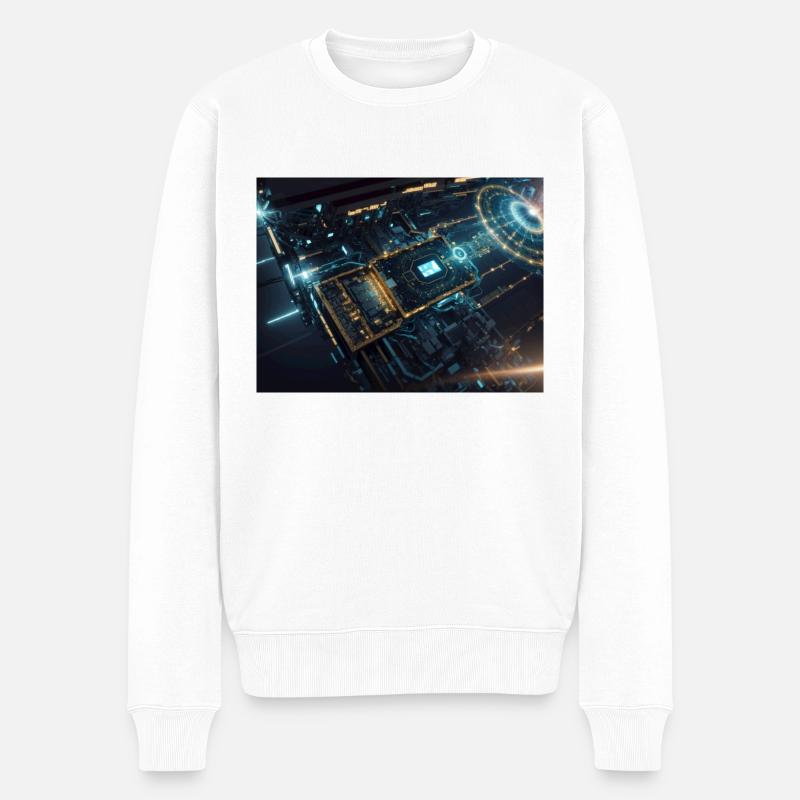 Synthese der Technologie-Zukunft - Männer Premium Bio Pullover - Weiß