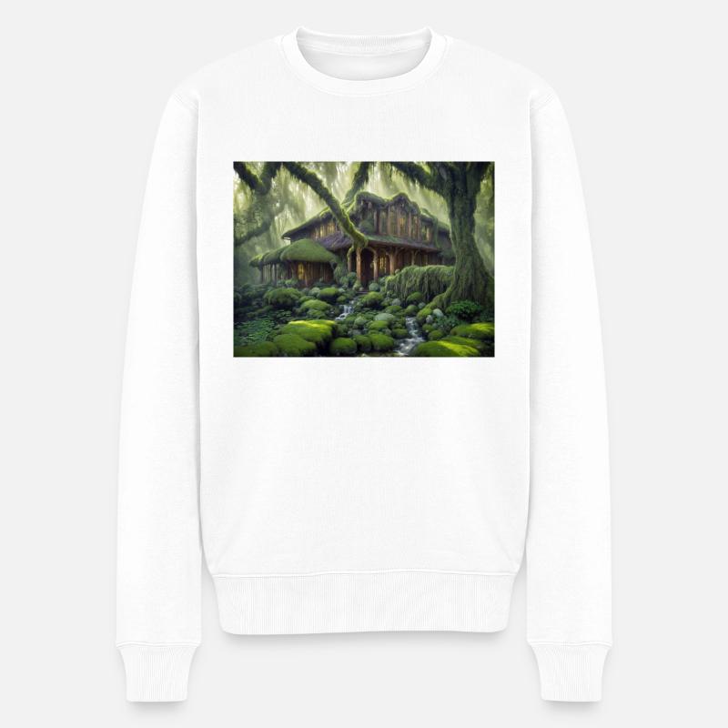 magisches Haus im Wald - Männer Premium Bio Pullover - Weiß