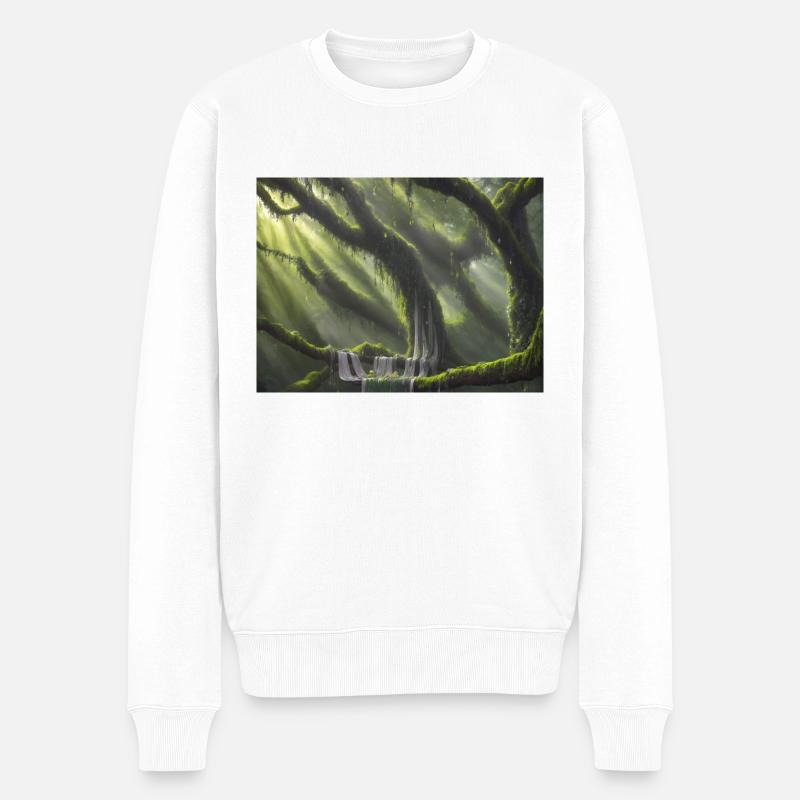 magischer Wald - Männer Premium Bio Pullover - Weiß