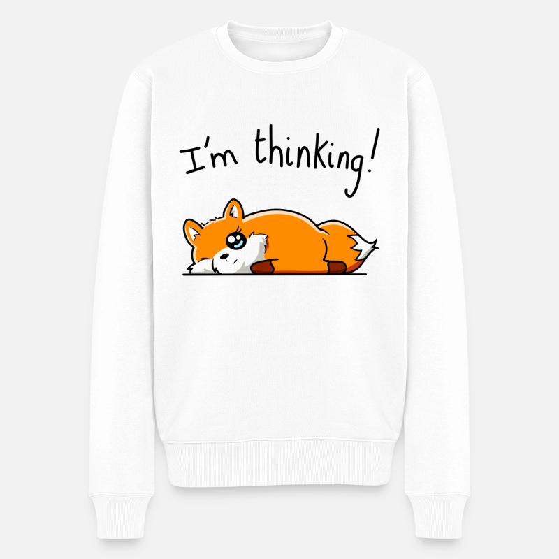 Ich denke ( Fox ) - Männer Premium Bio Pullover - Weiß