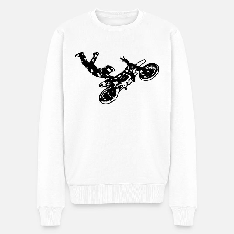 Motocross Stunt - Männer Premium Bio Pullover - Weiß