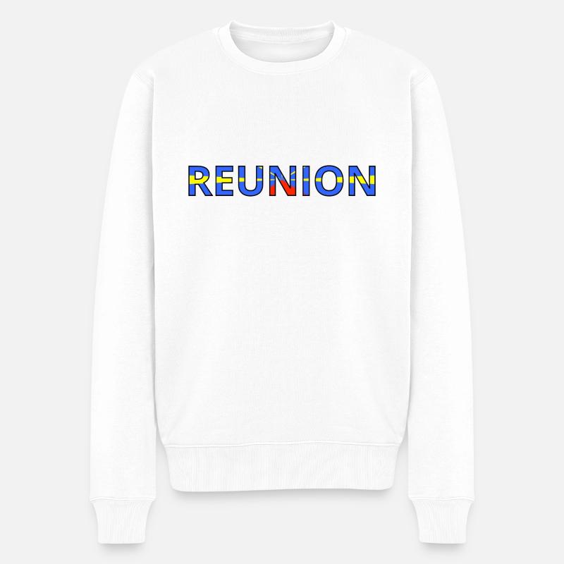 Reunion-Flagge - Männer Premium Bio Pullover - Weiß