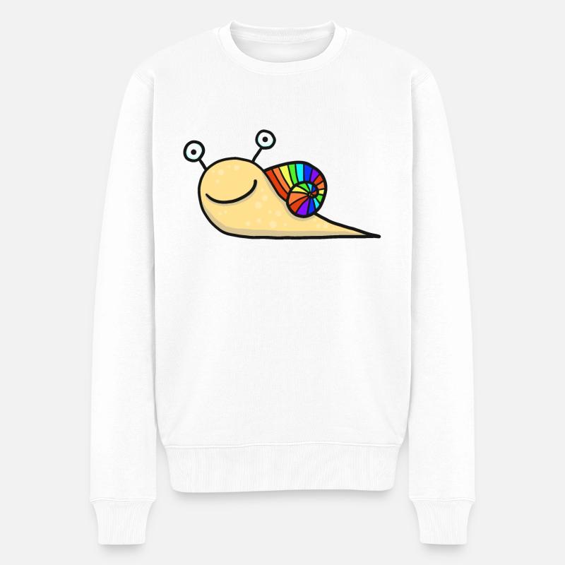 Regenbogenschnecke - Männer Premium Bio Pullover - Weiß