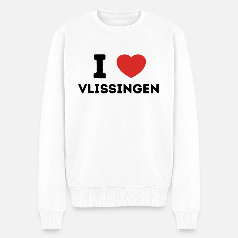 Ich liebe Vlissingen, Niederlande - Männer Premium Bio Pullover - Weiß