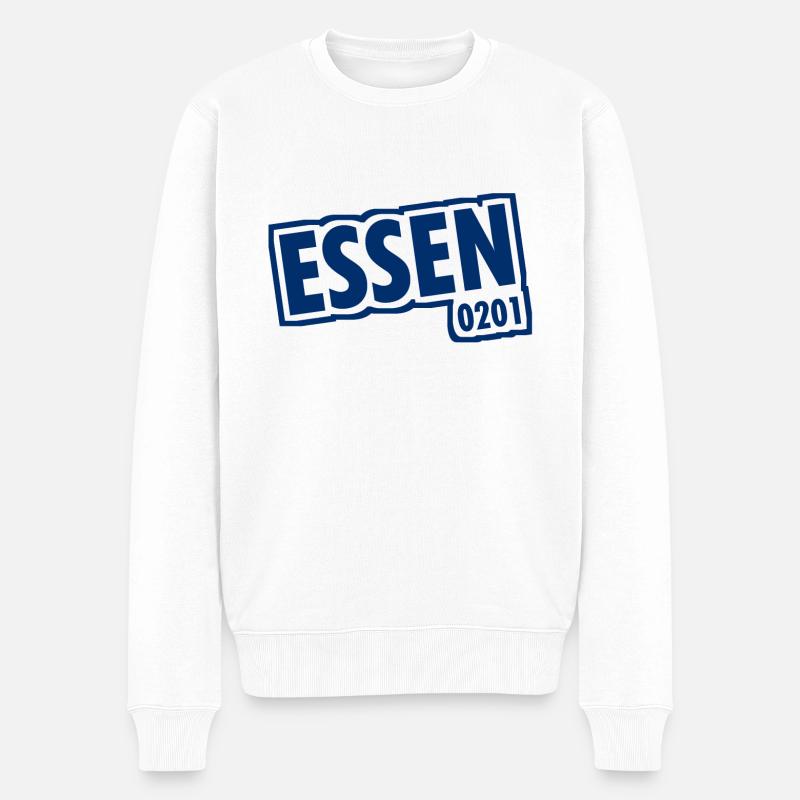 Essen - 0201 - Vorwahl - Slogan - Männer Premium Bio Pullover - Weiß