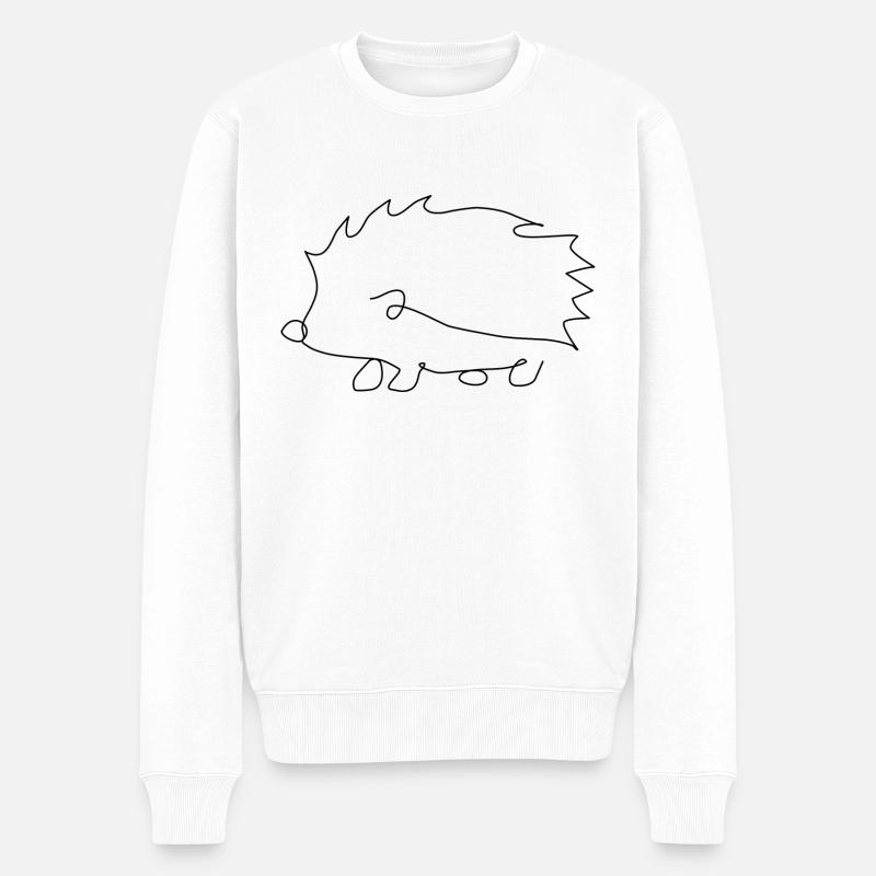 Line Art Igel Design - Männer Premium Bio Pullover - Weiß