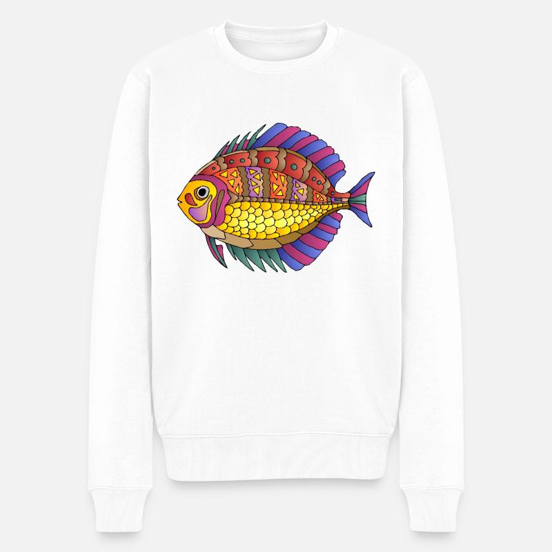 Fisch - Männer Premium Bio Pullover - Weiß