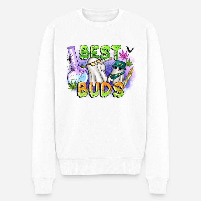 Die besten Knospen - Männer Premium Bio Pullover - Weiß