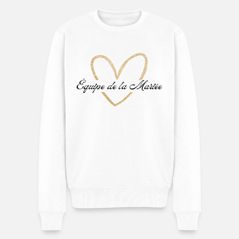 Das Brautteam Goldenes Herz Glitzer - Männer Premium Bio Pullover - Weiß