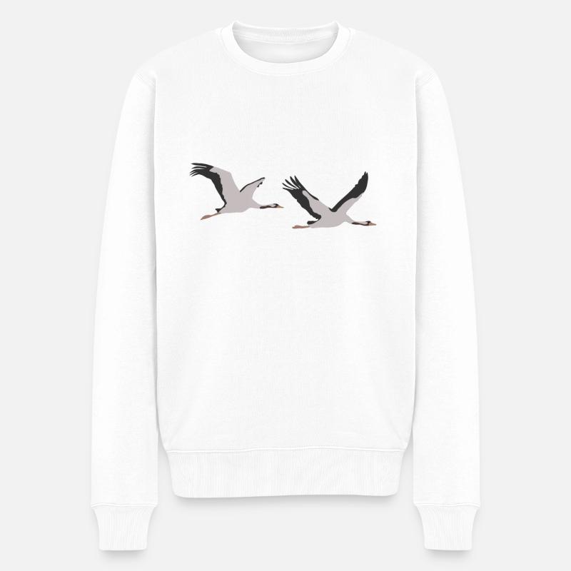 Grues, grue commune, grue eurasienne - Pull Premium bio Homme - blanc