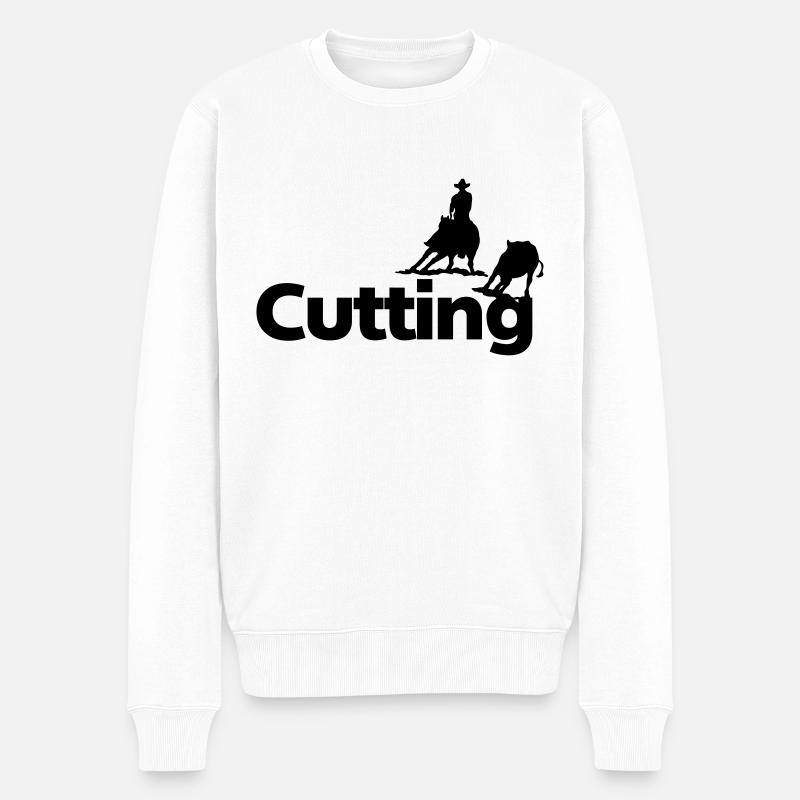 Cutting Schriftzug Silhouette - Männer Premium Bio Pullover - Weiß