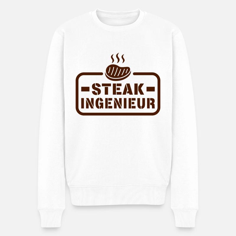 Steak Ingenieur 01 - Männer Premium Bio Pullover - Weiß