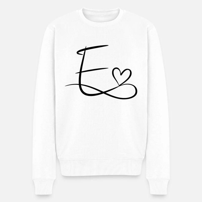 Buchstabe E Anfangsbuchstabe Name Kalligrafie Herz - Männer Premium Bio Pullover - Weiß